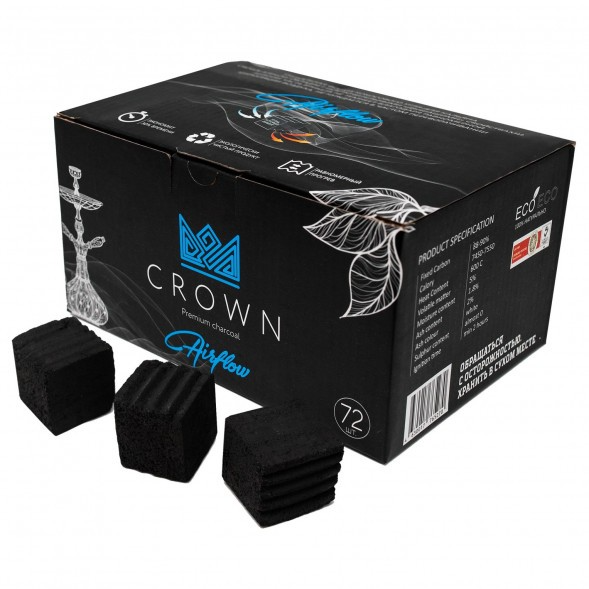 Уголь д/кальяна CROWN AIRFLOW размер 25 мм, 72 кубика фото 1
