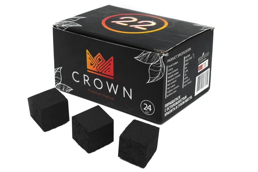 Уголь д/кальяна CROWN размер 22 мм, 24 кубика фото 1