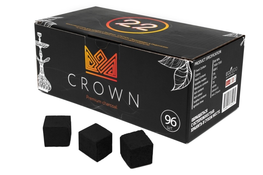 Уголь для кальяна CROWN 22 мм, 96 кубиков фото 2